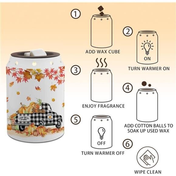 Fall Wax Melt Warmer Fall Decor‎ Truck Ceramic Wax Melt Warmer for Oil Candle
